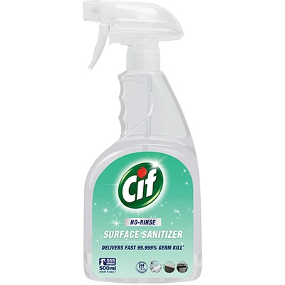 Cif Pro No-Rinse Sanitizer 500ml - With Cif Pro No-Rinse Sanitizer, 99.999% germs are killed